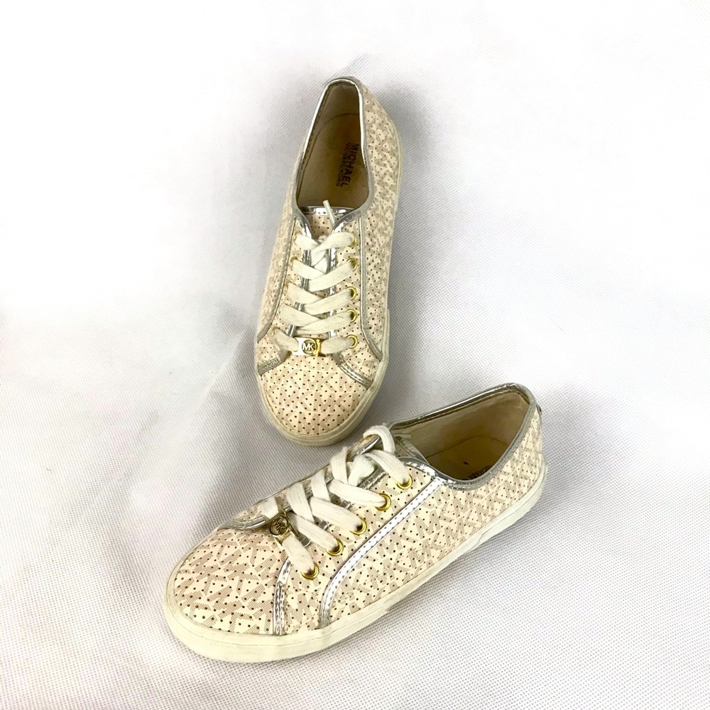 Michael Kors Print Logo Girls' Size 3 Ima Rebel Lace Up Casual Fashion Sneakers